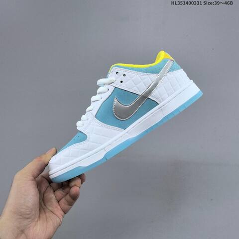 Nike SB Dunk Low Pro FTC White Light Blue Silver Yellow EU 39-46 Skate Shoe - Unisex (BS-61006)