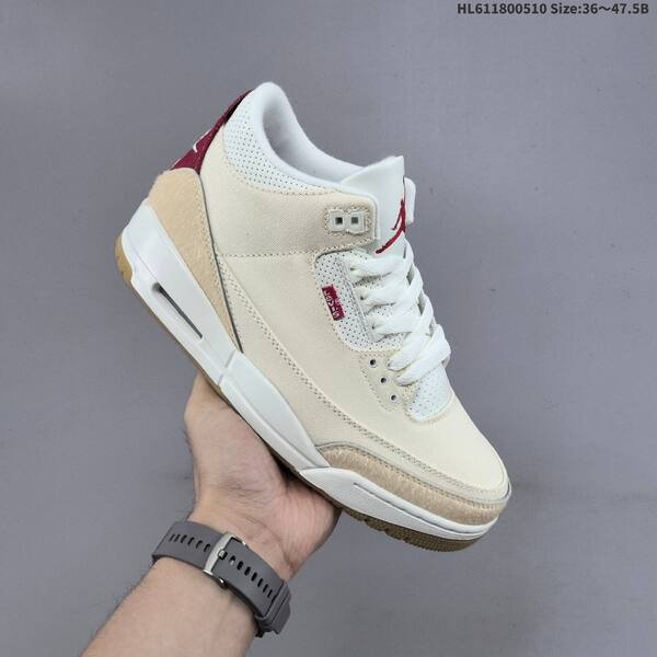 Jordan Air Jordan 3 Retro white/cream/red 36~47.5 basketball