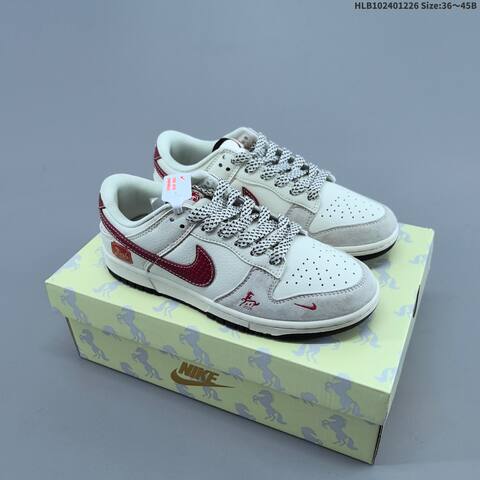 Nike SB Dunk Low Off White Light Grey Red Black EU 36-45 Skate Shoe - Unisex (BS-62430)