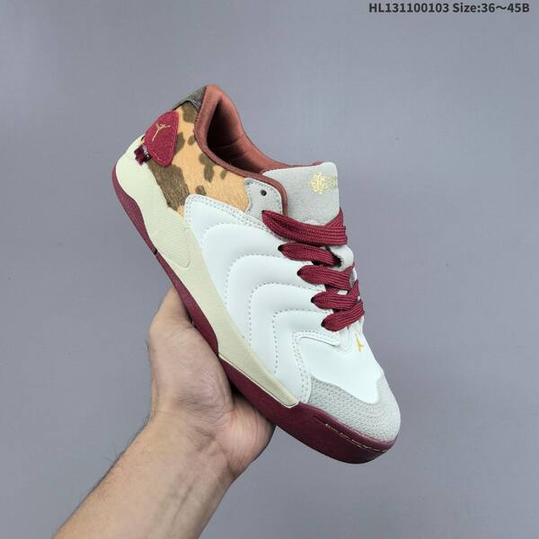 Jordan Session white/burgundy/brown cow print 36~45 lifestyle