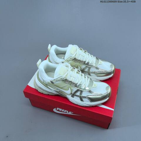 Nike V2K Run White Light Gold Beige EU 35 5-45 Running Shoe - Unisex (BS-59934)