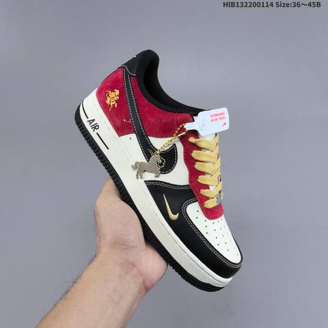 Nike Air Force 1 Low Red White Black Gold Pale Yellow EU 36-45 Sneaker - Unisex (BS-61993)