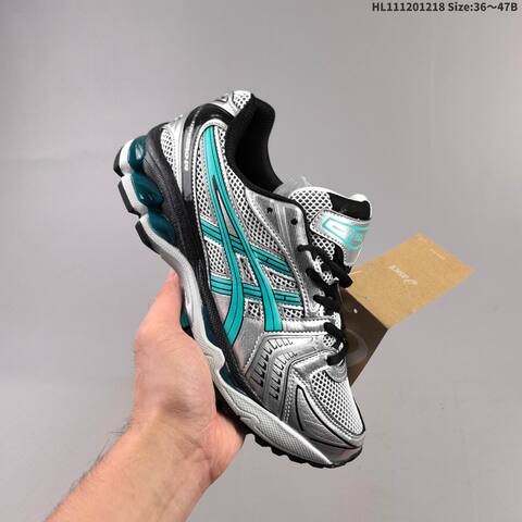 ASICS Gel Kayano 14 Silver White Black Turquoise EU 36-47 Running Shoe Running Sneakers - Unisex (BS-69140)