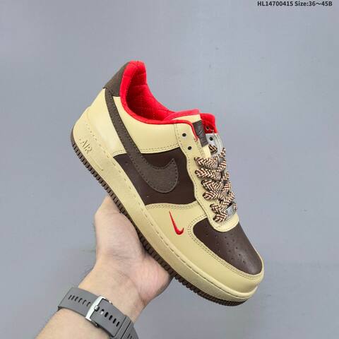 Nike Air Force 1 07 Low Beige Brown Red EU 36-45 Sneaker - Unisex (BS-60713)