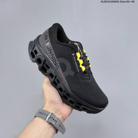 On Cloudmonster 3 Black Dark Gray Neon Yellow EU 36-45 Running Shoe Running Sneakers - Unisex (BS-69506)