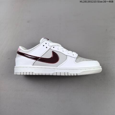 Nike Dunk Low White Light Grey Dark Burgundy Light Pink EU 36-46 Skate Shoe - Unisex (BS-62668)