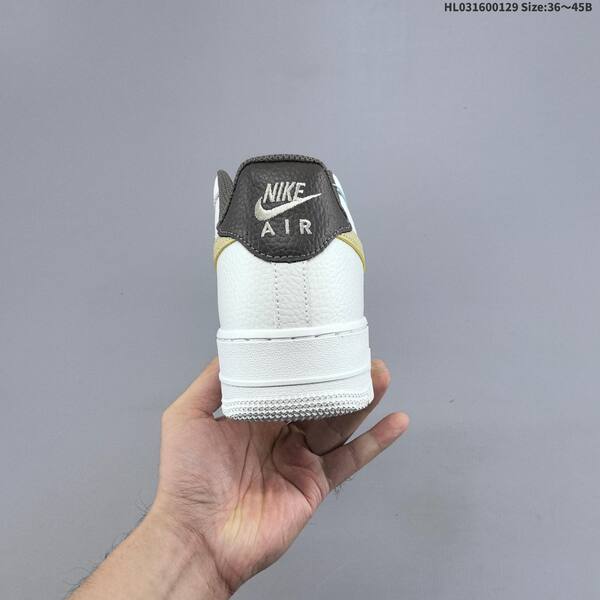 Nike Air Force 1 07 white dark brown gold yellow EU 36-45 sneaker