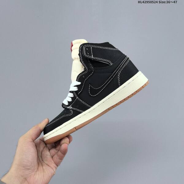 Nike Air Jordan 1 Retro Mid black/cream/white with red accents 36~47 basketball