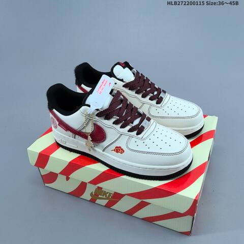 Nike Air Force 1 07 LV8 QW5288-126 Off White Red Black Gold EU 36-45 Sneaker - Unisex (BS-61964)