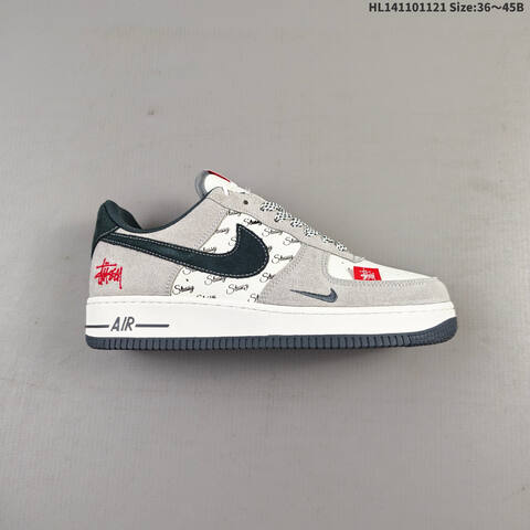 Nike Air Force 1 07 Low Light Grey Dark Green Red White EU 36-45 Sneaker - Unisex (BS-63315)