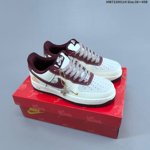 Nike Air Force 1 07 LV8 Sail Burgundy Gold White EU 36-45 Sneaker - Unisex (BS-61992)