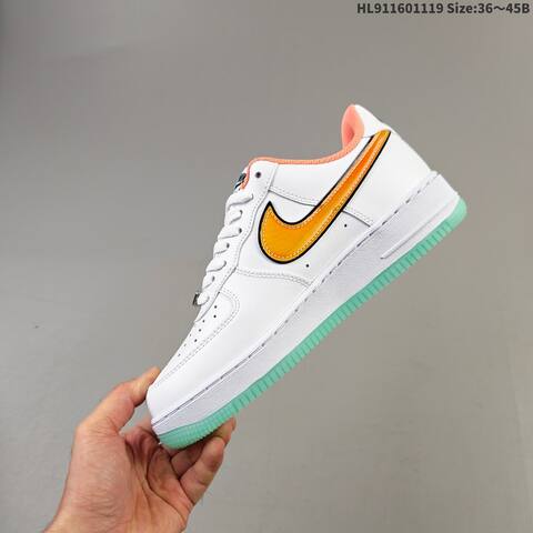 Nike Air Force 1 07 White Orange Light Green EU 36-45 Sneaker - Unisex (BS-63441)