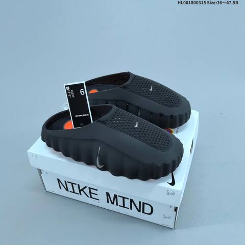 Nike Mind 001 Light Gray Black Silver Orange EU 36-47 5 Slides - Unisex (BS-61301)