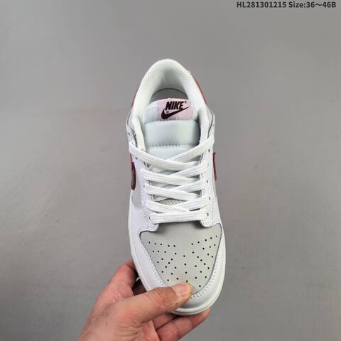 Nike Dunk Low White Light Grey Dark Burgundy Light Pink EU 36-46 Skate Shoe - Unisex (BS-62668)