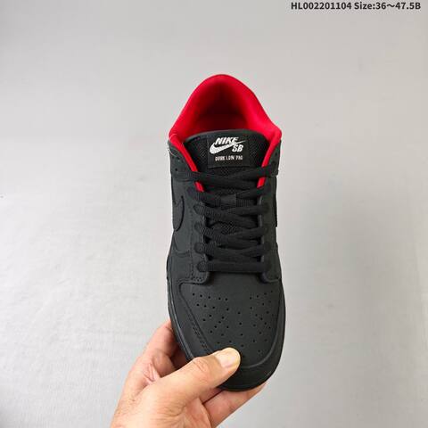 Nike SB Dunk Low Pro Black Red White EU 36-47 5 Skate Shoe - Unisex (BS-63890)