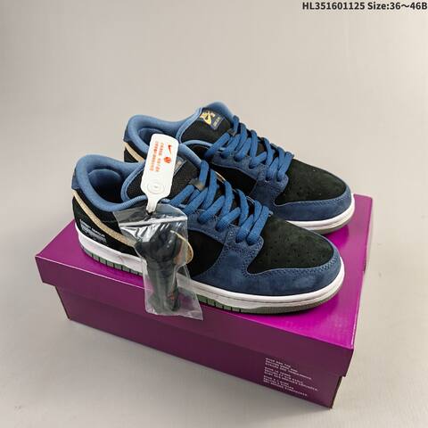 Nike SB Dunk Low Black Navy Blue Gold White Green EU 36-46 Skate Shoe - Unisex (BS-63082)