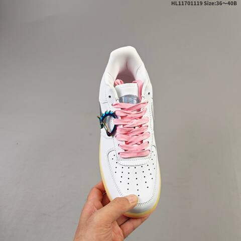 Nike Air Force 1 07 White Pink Yellow Iridescent EU 36-40 Sneaker - Unisex (BS-63435)