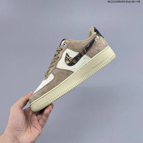 Nike Air Force 1 07 Khaki Beige Brown Black EU 36-45 Sneaker - Unisex (BS-62261)