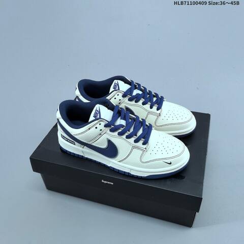 Nike SB Dunk Low Supreme Off White Black Navy EU 36-45 Skate Shoe - Unisex (BS-60862)