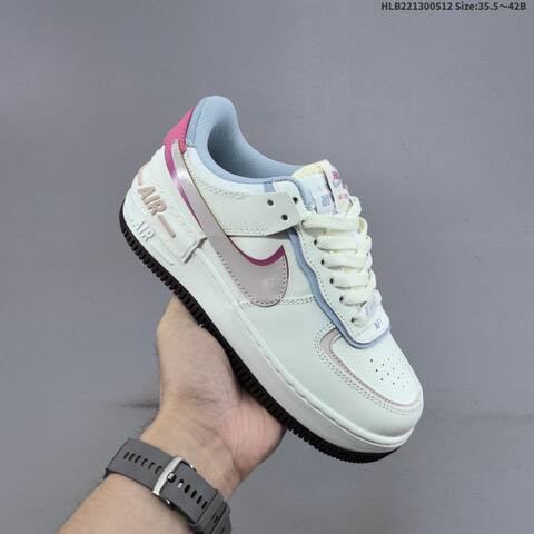 Nike WMNS Air Force 1 Shadow Off White Light Blue Pink Dark Brown EU 35 5-42 Sneaker - Unisex (BS-60394)
