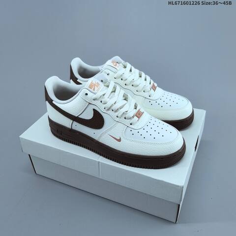 Nike Air Force 1 Low White Brown Rose Gold EU 36-45 Sneaker - Unisex (BS-62409)