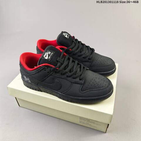 Nike SB Dunk Low Pro Black Red White EU 36-46 Skate Shoe - Unisex (BS-63491)