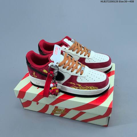 Nike Air Force 1 Low Light Grey Off White Black Red EU 36-45 Sneaker - Unisex (BS-61660)