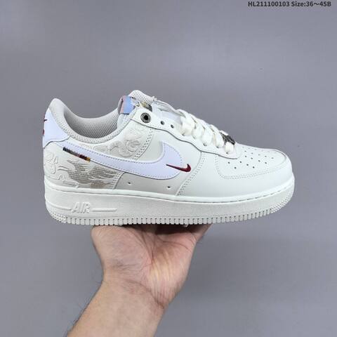 Nike Air Force 1 07 Off White White Burgundy Silver EU 36 45 Sneaker EU 36-45 - Unisex (BS-62260)