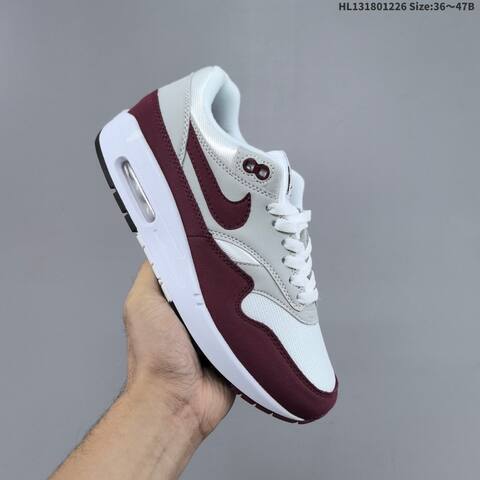 Nike Air Max 1 White Grey Burgundy EU 36-47 Sneaker - Unisex (BS-62404)
