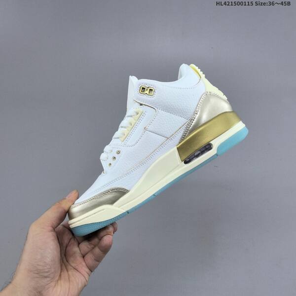 Jordan Air Jordan 3 Retro SE white/metallic gold/ice blue 36~45 basketball