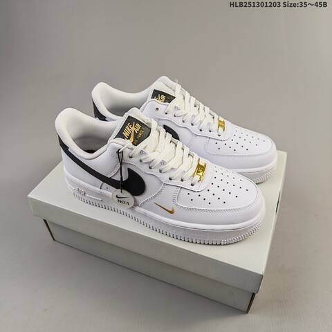 Nike Air Force 1 07 White Black Gold Black White EU 35 45 Sneaker EU 35-45 - Unisex (BS-62860)