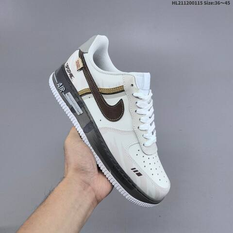 Nike Air Force 1 07 White Dark Brown Khaki Grey EU 36-45 Sneaker - Unisex (BS-61963)