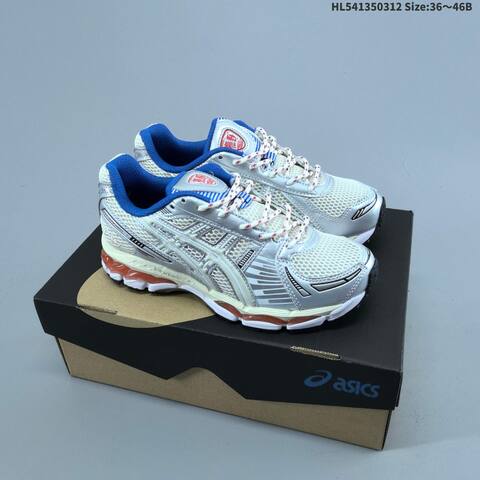 ASICS Gel-Kayano 12 1 White Silver Cream Burgundy EU 36-46 Running Shoe Running Sneakers - Unisex (BS-68997)
