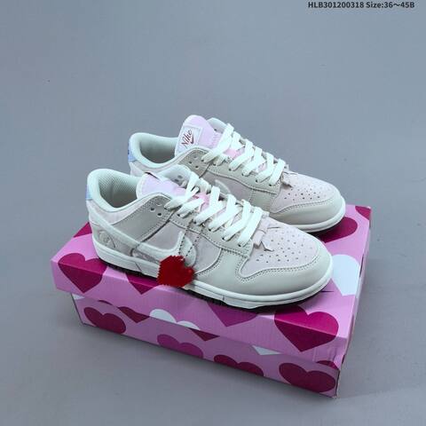 Nike Dunk Low Light Beige White Pink Light Blue Dark Brown EU 36-45 Skate Shoe - Unisex (BS-61264)