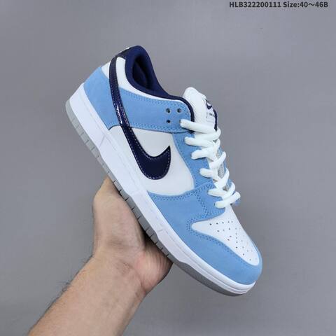Nike SB Dunk Low Pro White Light Blue Navy Blue Grey EU 40-46 Skate Shoe - Men's (BS-62059)