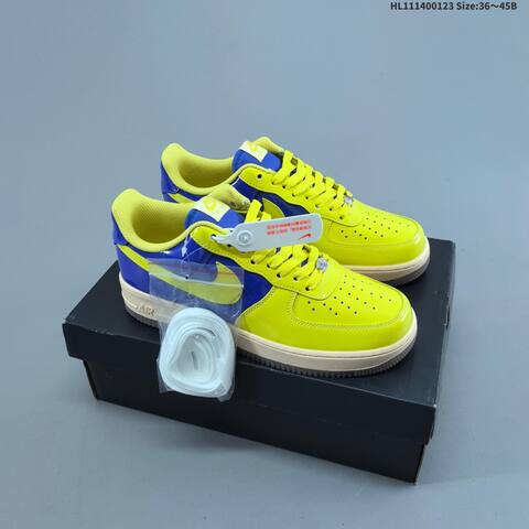 Nike Air Force 1 07 Neon Yellow Royal Blue Cream White EU 36-45 Sneaker - Unisex (BS-61804)