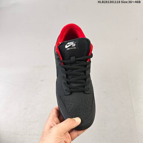 Nike SB Dunk Low Pro Black Red White EU 36-46 Skate Shoe - Unisex (BS-63491)