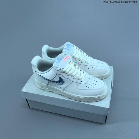Nike Air Force 1 07 Light Beige Dark Brown Off White Blue EU 36-45 Sneaker - Unisex (BS-61059)