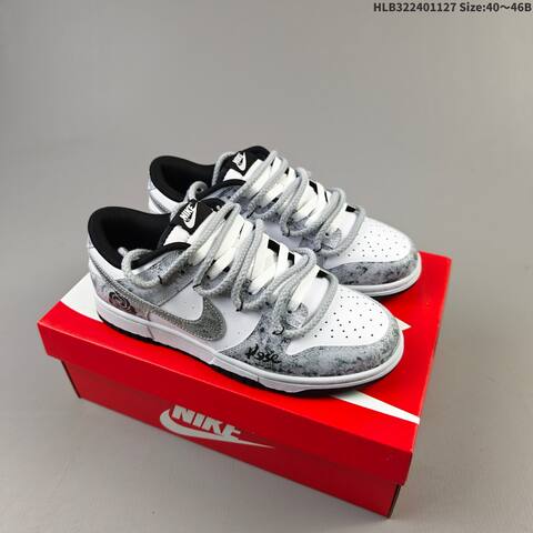 Nike Dunk Low Retro DIY White Grey Black Silver EU 40-46 Skate Shoe - Men's (BS-63005)
