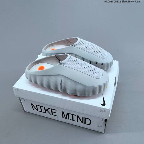 Nike Mind 001 Light Gray Black Silver Orange EU 36-47 5 Slides - Unisex (BS-61301)