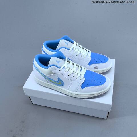 Jordan Air Jordan 1 Low White Blue Sail Yellow Grey EU 35 5-47 5 Sneaker - Unisex (BS-60396)