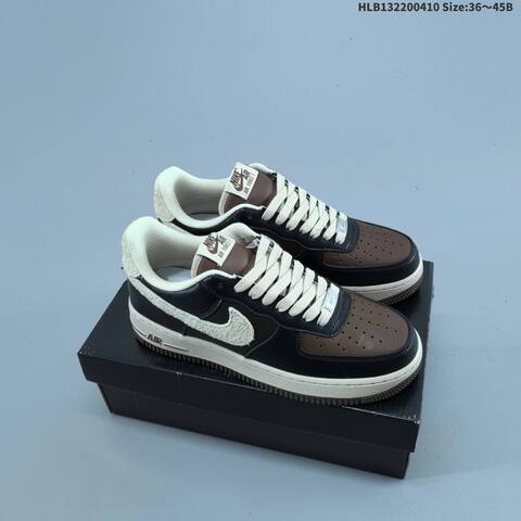 Nike Air Force 1 07 Low Black Tan Brown Beige EU 36-45 Sneaker - Unisex (BS-60842)