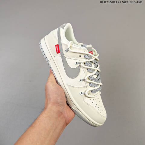 Nike SB Dunk Low Supreme DIY Off White Grey Red EU 36-45 Skate Shoe - Unisex (BS-63273)