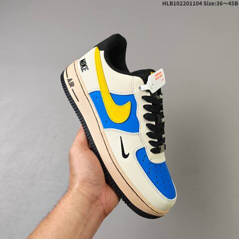 Nike Air Force 1 Low Beige Black Blue Yellow EU 36-45 Sneaker - Unisex (BS-63897)