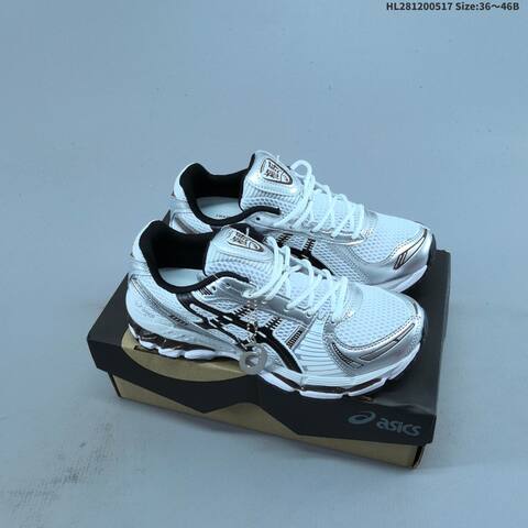 ASICS Gel Kayano 12 White Silver Black 36 46 Running Shoe Running Sneakers - Unisex (BS-68831)