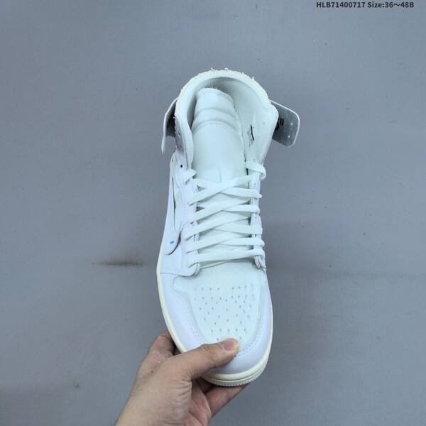 Nike Off-White x Air Jordan 1 Retro High OG white/cream with gray suede and orange/blue accents 36~48B casual