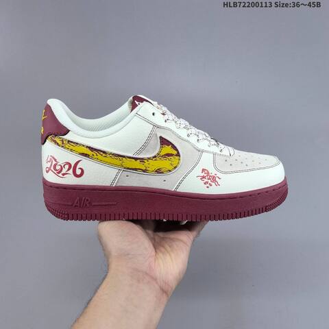 Nike Air Force 1 07 LV8 Off White Grey Burgundy Pink EU 36-45 Skate Shoe - Unisex (BS-62020)