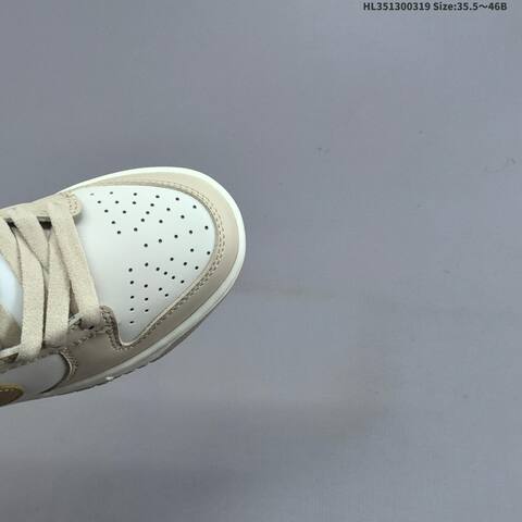 Nike Dunk Low Gold Swoosh Sail Beige Gold White EU 35 5-46 Skate Shoe - Unisex (BS-61250)