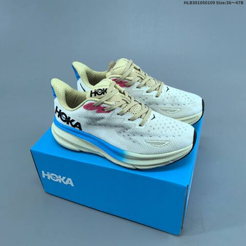 HOKA ONE ONE Clifton 9 Neon Yellow Light Blue White Orange EU 36-47 Running Shoe Running Sneakers - Unisex (BS-69409)