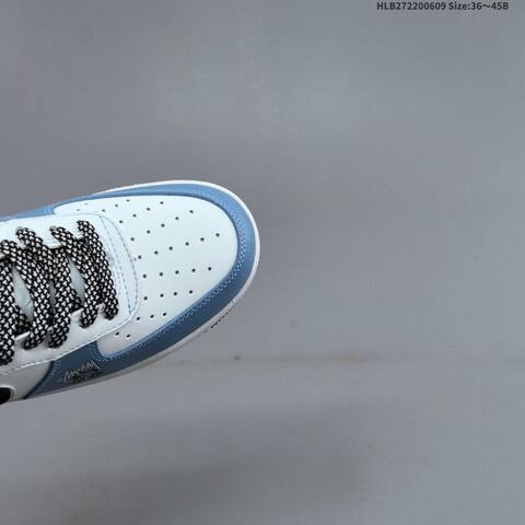 Nike Air Force 1 07 LV8 Stussy White University Blue Black Silver EU 36-45 Sneaker - Unisex (BS-59930)